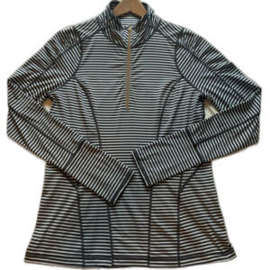 Zella Blue and White Women's L Large Striped Long Sleeve Athletic Top